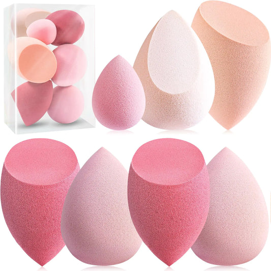 Makeup Sponge Set Foonbe Blender Sponges 7 Pcs for Liquid, Cream, and Powder, Latex Free Makeup Sponges with 1 Mini Beauty Sponge, Multi-colored Sponges for Makeup Application, Pink Gifts