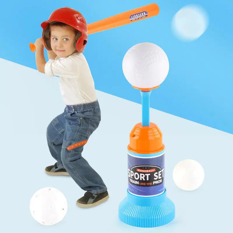 Children's Baseball Launcher Toy Set Baseball Tees Include 3 Balls Launcher Outdoor Sports Automatic Ball Toys Gifts for Toddler