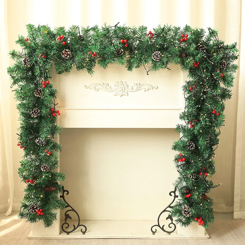 Pre-Lit 2.7m Green Christmas Garland Cane Decoration