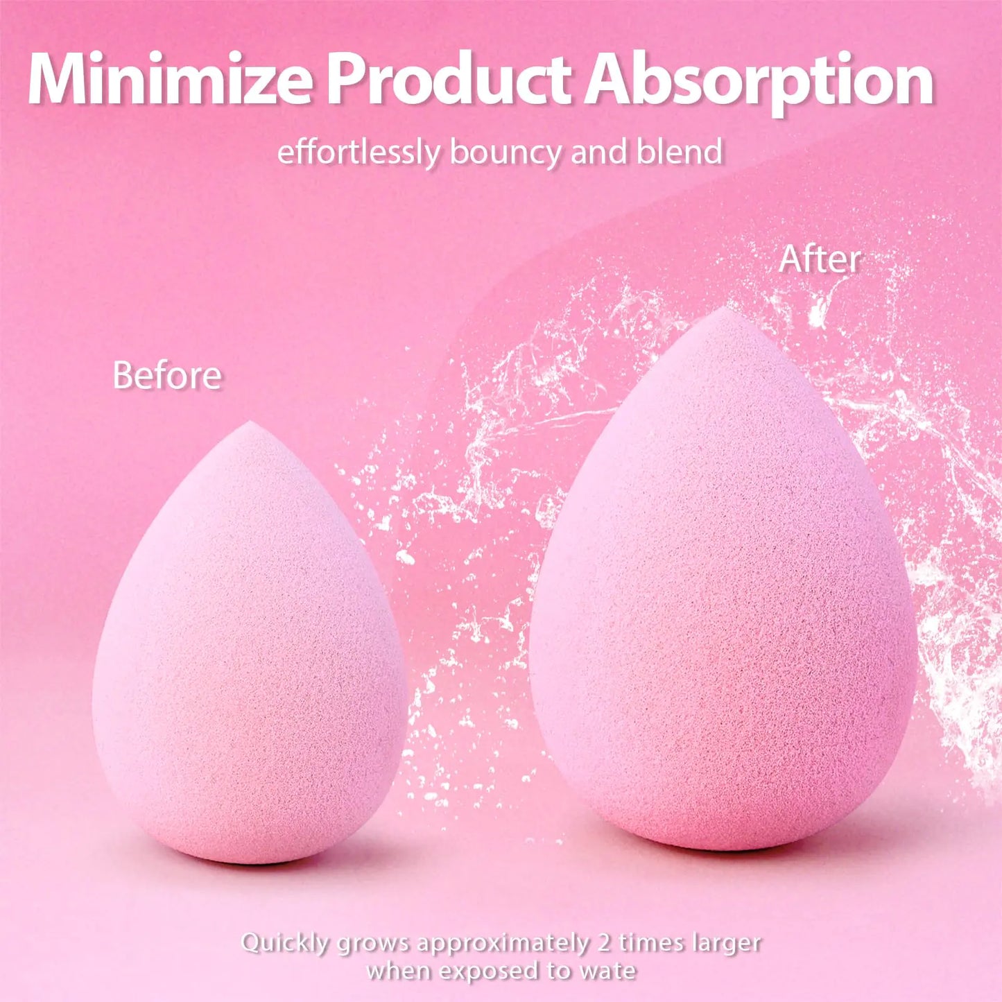 Makeup Sponge Set Foonbe Blender Sponges 7 Pcs for Liquid, Cream, and Powder, Latex Free Makeup Sponges with 1 Mini Beauty Sponge, Multi-colored Sponges for Makeup Application, Pink Gifts