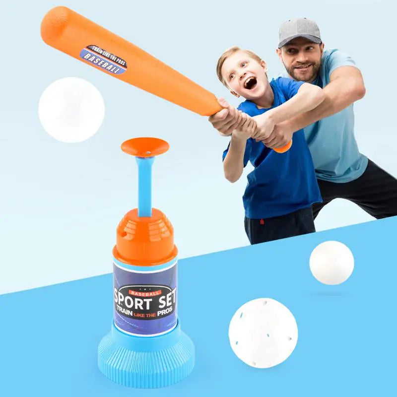 Children's Baseball Launcher Toy Set Baseball Tees Include 3 Balls Launcher Outdoor Sports Automatic Ball Toys Gifts for Toddler