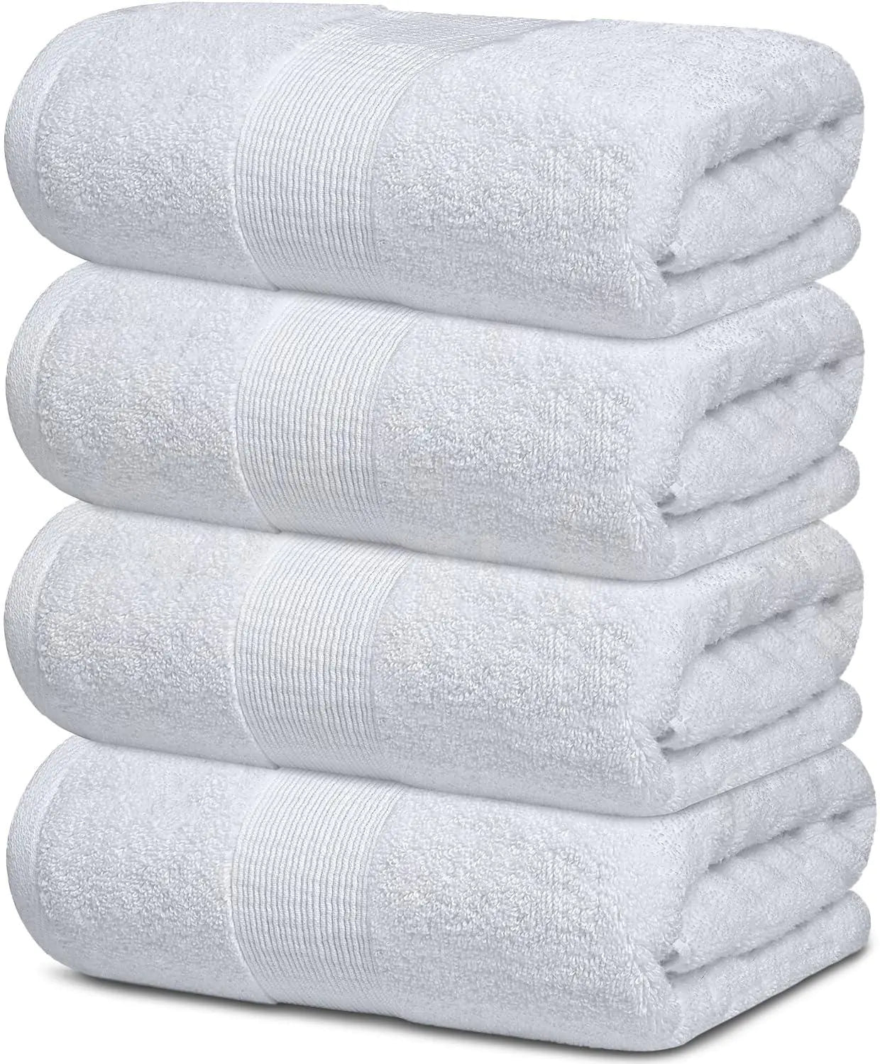 Resort Collection Soft Bath Towels 28x55 in 4 Pack WhiteLuxury Hotel Plush &