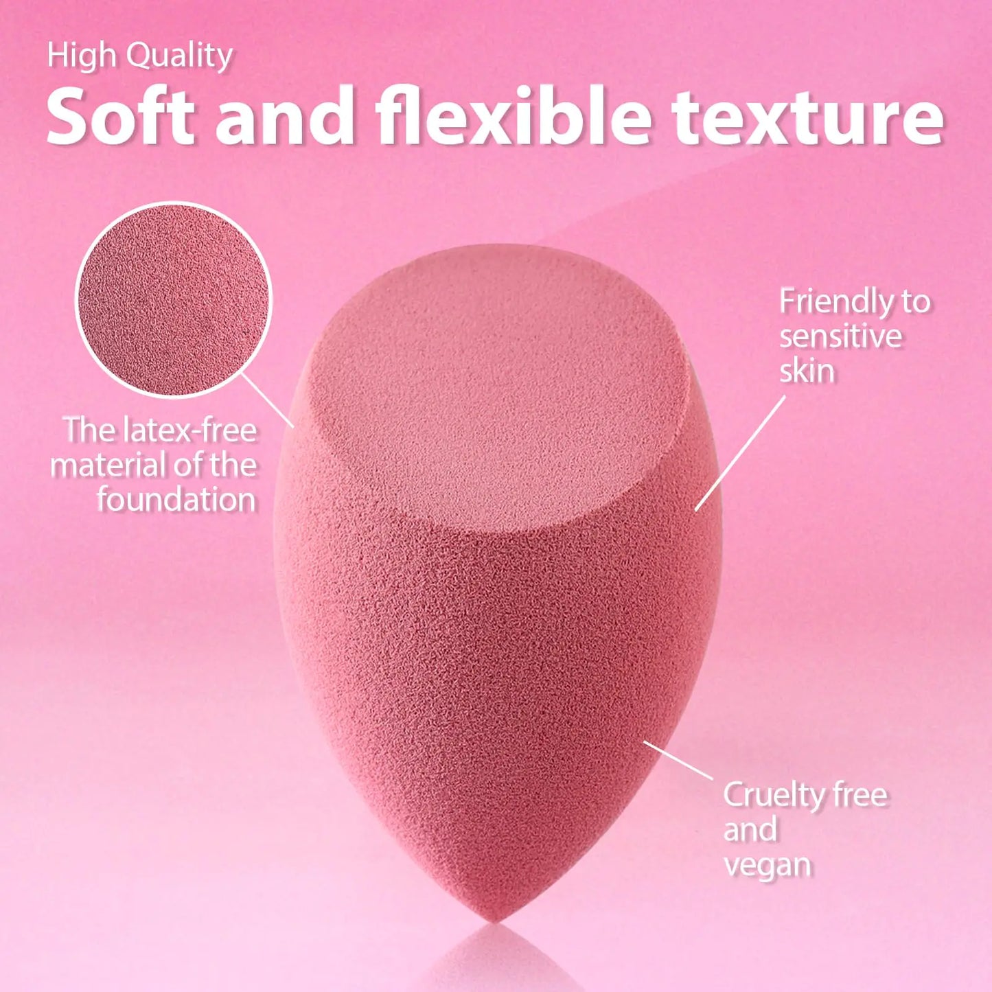 Makeup Sponge Set Foonbe Blender Sponges 7 Pcs for Liquid, Cream, and Powder, Latex Free Makeup Sponges with 1 Mini Beauty Sponge, Multi-colored Sponges for Makeup Application, Pink Gifts