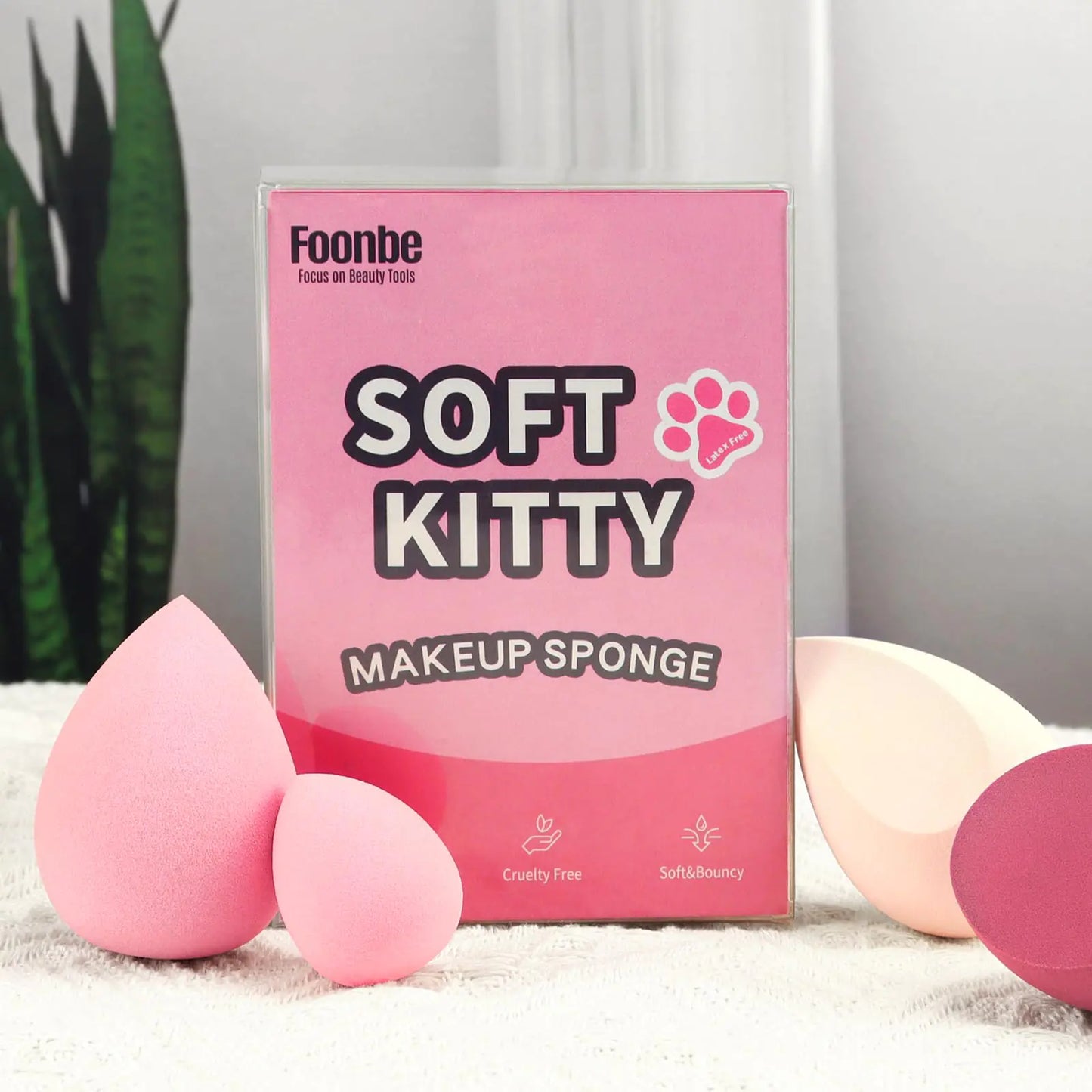 Makeup Sponge Set Foonbe Blender Sponges 7 Pcs for Liquid, Cream, and Powder, Latex Free Makeup Sponges with 1 Mini Beauty Sponge, Multi-colored Sponges for Makeup Application, Pink Gifts