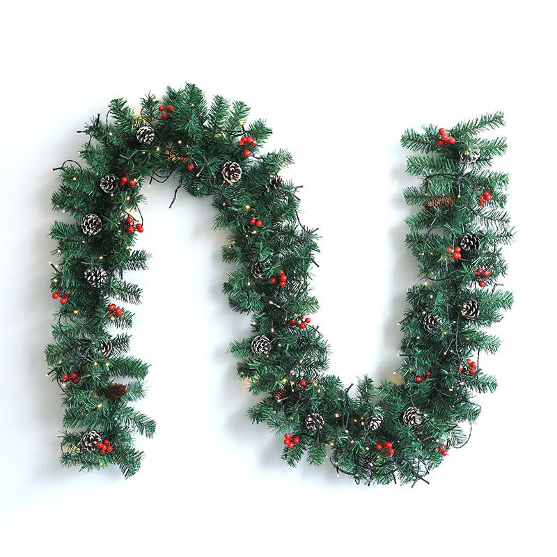 Pre-Lit 2.7m Green Christmas Garland Cane Decoration