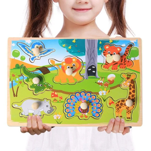 Baby Montessori Toys Wooden Puzzle Board