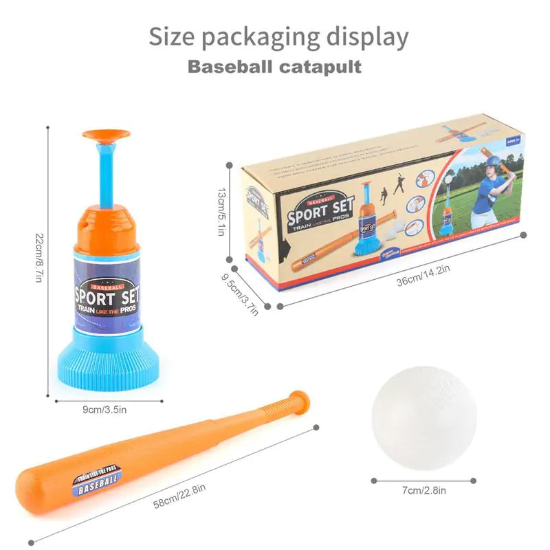 Children's Baseball Launcher Toy Set Baseball Tees Include 3 Balls Launcher Outdoor Sports Automatic Ball Toys Gifts for Toddler