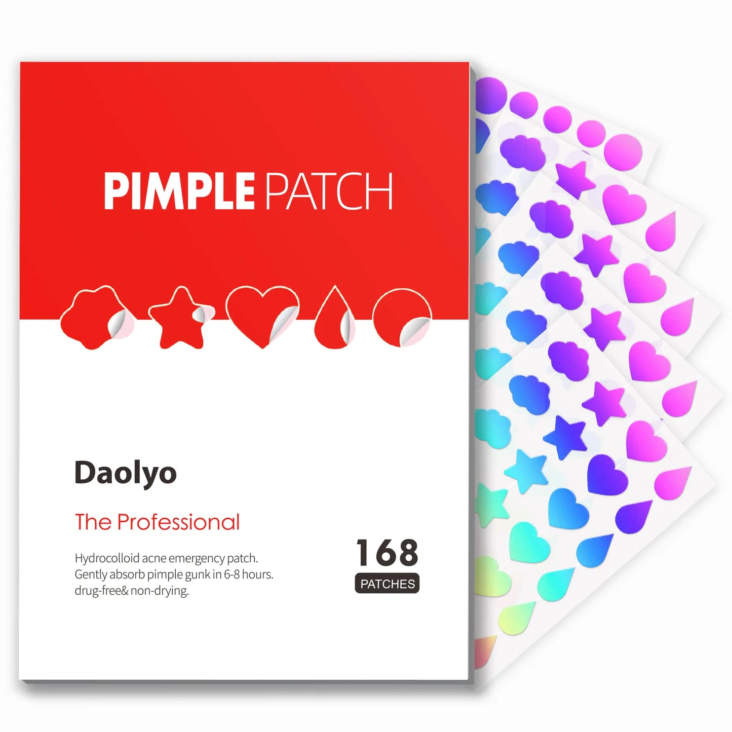 Pimple Patches for Face, 3 Size 280 Counts Acne Patches, Cute Star Pimple Patches with Salicylic Acid, Tea Tree Oil & Calendula Oil, Colorful Hydrocolloid Patches Zit Patches Pimple Stickers 280 Count (Pack of 1)