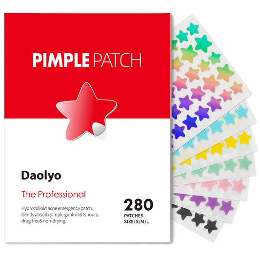 Pimple Patches for Face, 3 Size 280 Counts Acne Patches, Cute Star Pimple Patches with Salicylic Acid, Tea Tree Oil & Calendula Oil, Colorful Hydrocolloid Patches Zit Patches Pimple Stickers 280 Count (Pack of 1)